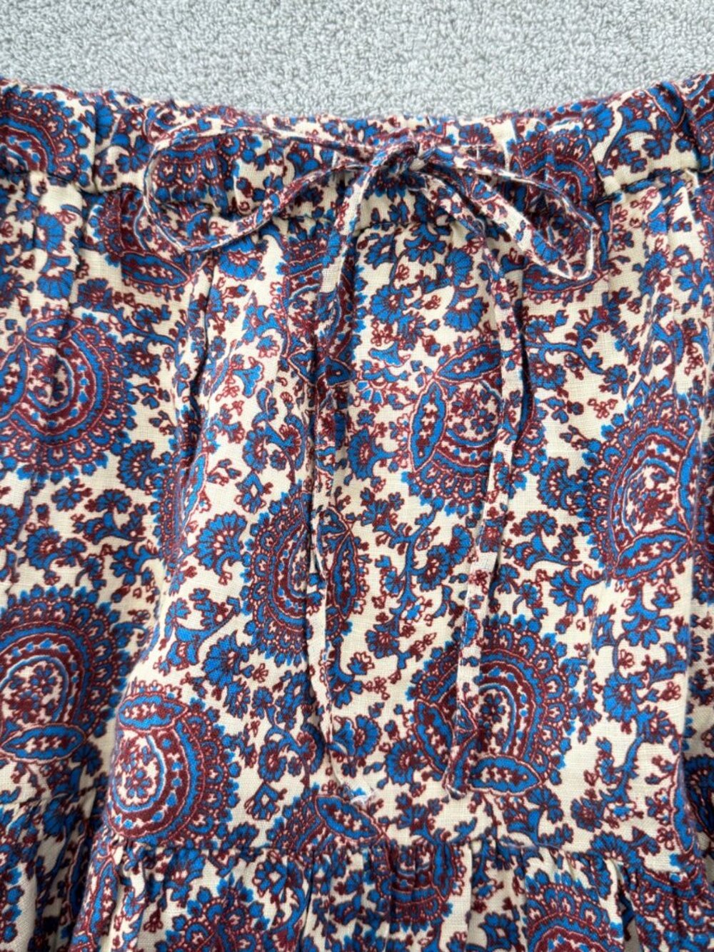 J.Crew NWOT Linen Paisley Mini Skirt Blue Ivory Boho Tiered Flowy Size XL - Picture 5 of 16